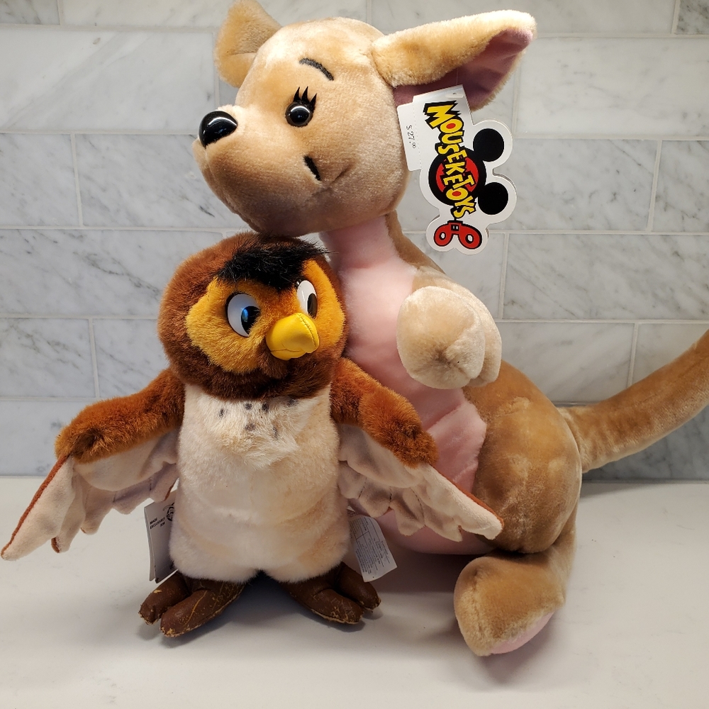 Vintage Disneyland Kanga Owl Plush Tags 100 Acre Woods Pooh Friends